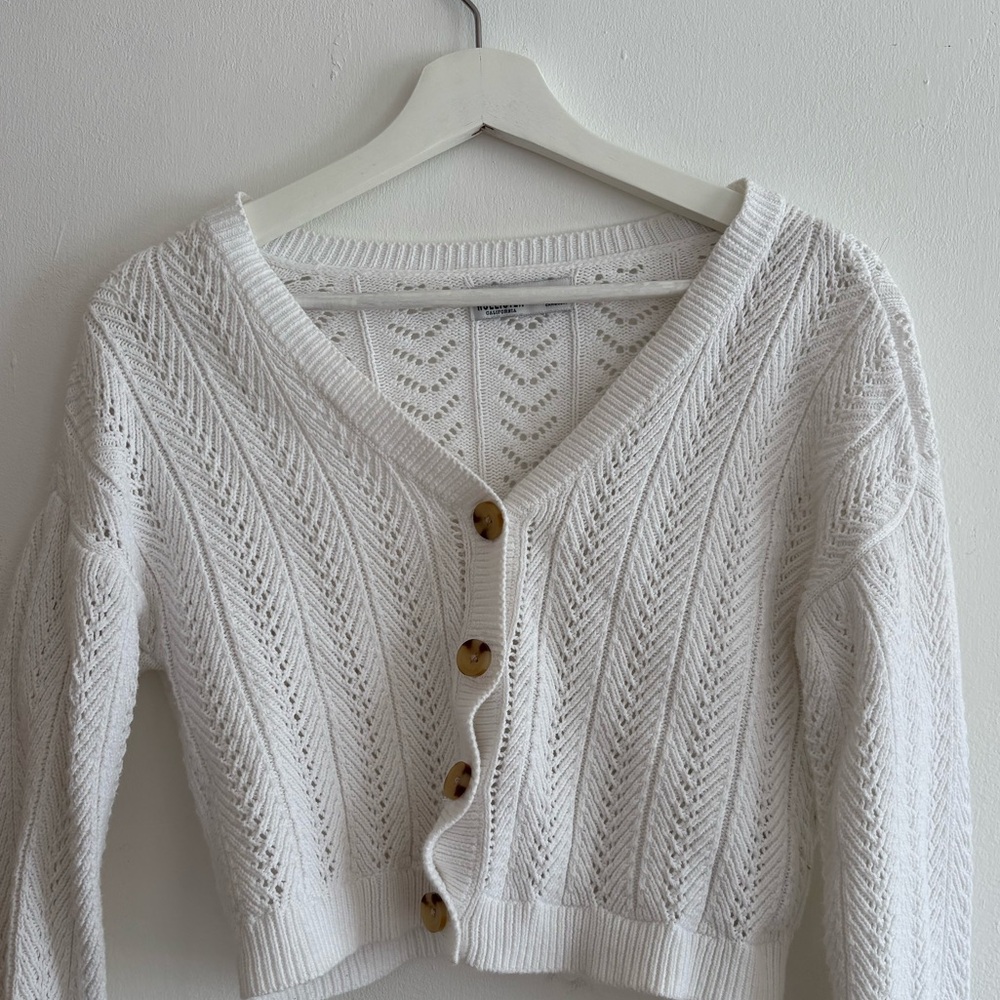 Hollister White Button-Up Cardigan